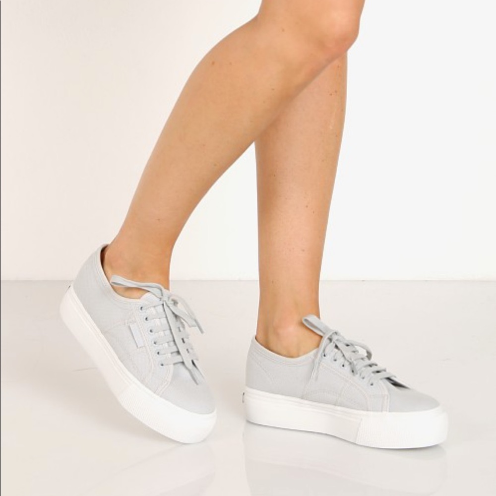 Suede Superga Platform Sneakers light grey